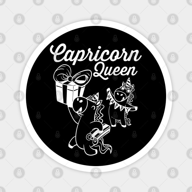 Capricorn Queen Unicorn the January Happy Birthday Zodiac Magnet by alcoshirts